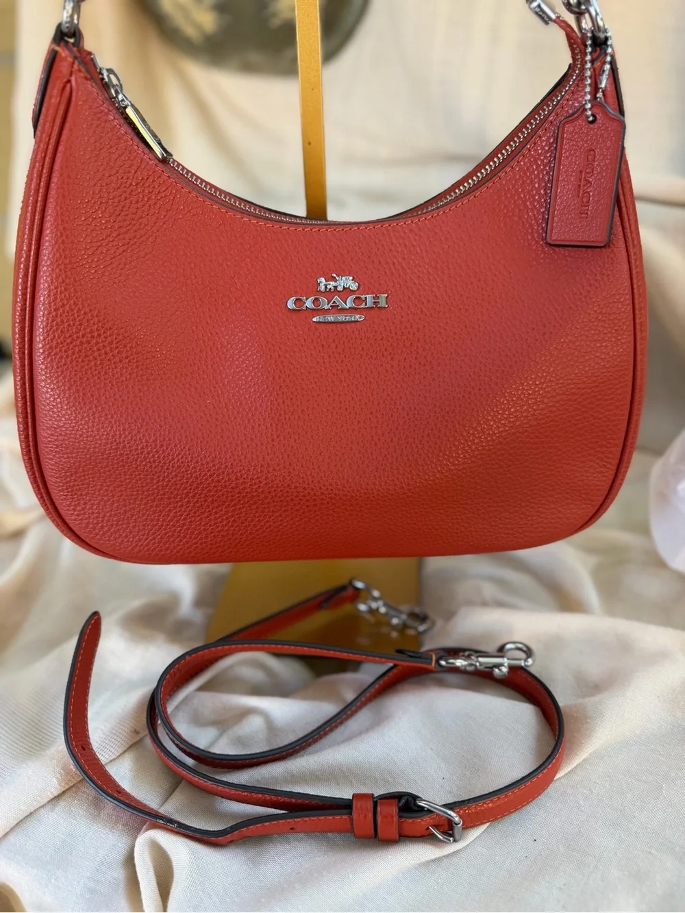 Coach Burnt Orange Leather Hobo Bag